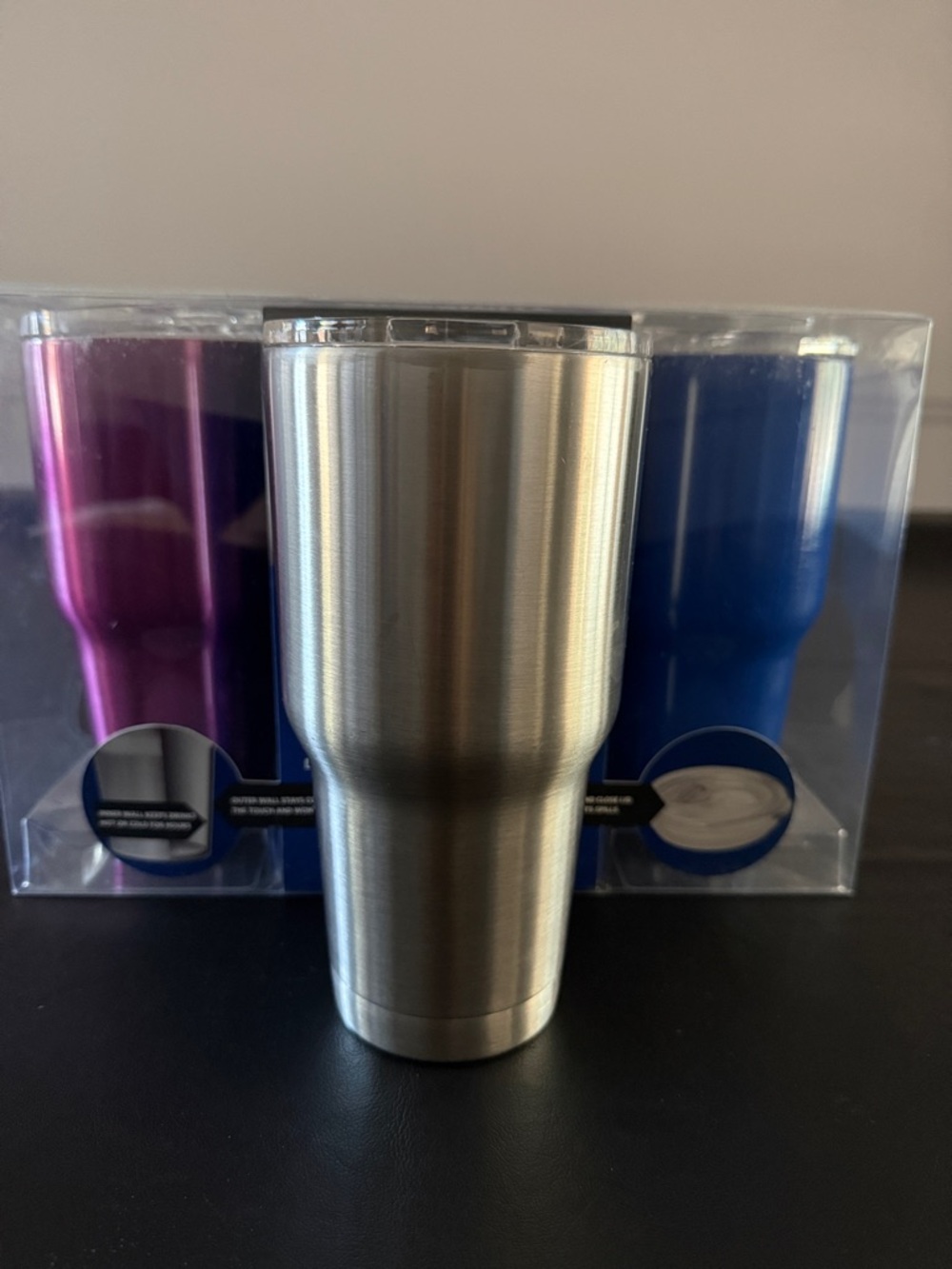 30 oz Double-Wall Tumbler Set - Blue and Pink with Stainless Steel Cup